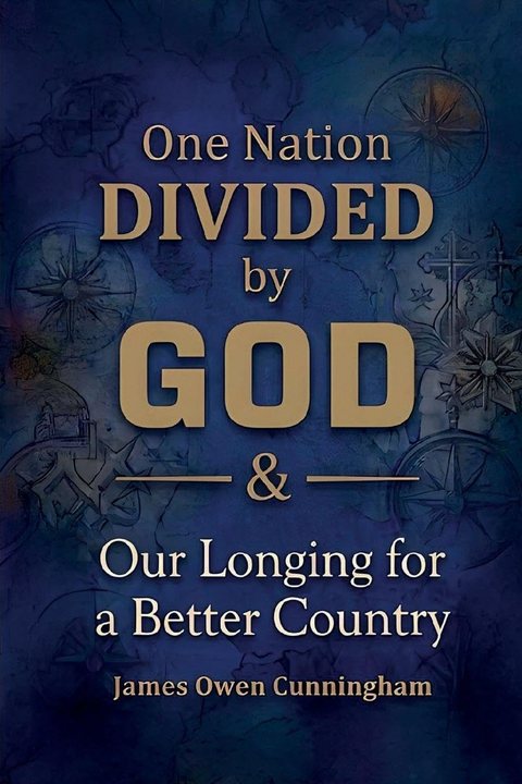 Book cover: gold lettering on a deep blue field textured with faint
                  engravings of compass roses, crosses and celestial charts.